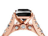 Rose gold Fancy Black Princess Cut Cut Diamond Pavé Band Solitaire with Four-Prong Setting_4