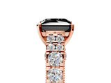 Rose gold Fancy Black Princess Cut Cut Diamond Pavé Band Solitaire with Four-Prong Setting_5