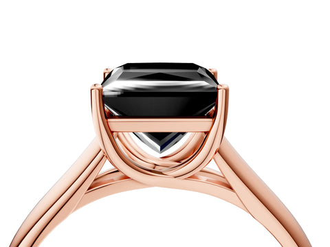 Rose gold Fancy Black Princess Cut Cut Diamond Solitaire Engagement Ring with Tapered Plain Band and Four-Prong Setting_4