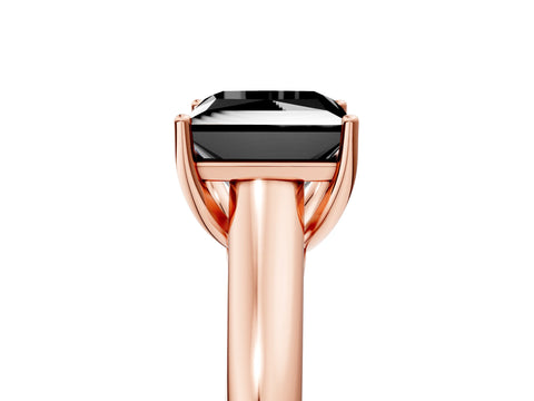 Rose gold Fancy Black Princess Cut Cut Diamond Solitaire Engagement Ring with Tapered Plain Band and Four-Prong Setting_5