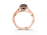 Rose gold Fancy Black Princess Cut Cut Diamond Twisted Band with Milgrain Pave Setting and Four-Prong Setting_3