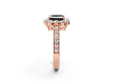 Rose gold Fancy Black Princess Cut Cut Halo Diamond Pavé Engagement Ring with Milgrain Detailing_2