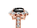 Rose gold Fancy Black Princess Cut Cut Halo Diamond Pavé Engagement Ring with Milgrain Detailing_5