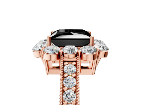 Rose gold Fancy Black Princess Cut Cut Halo Diamond Pavé Engagement Ring with Milgrain Detailing_5