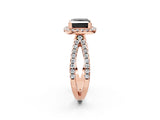 Rose gold Fancy Black Princess Cut Cut Halo Split Shank Pave Set Ring_2