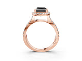 Rose gold Fancy Black Princess Cut Cut Halo Split Shank Pave Set Ring_3