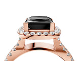 Rose gold Fancy Black Princess Cut Cut Halo Split Shank Pave Set Ring_4