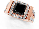 Rose gold Fancy Black Princess Cut Cut Halo Split Shank Prong Set Ring_1