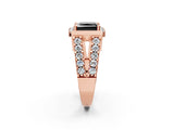 Rose gold Fancy Black Princess Cut Cut Halo Split Shank Prong Set Ring_2