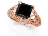 Rose gold Fancy Black Princess Cut Cut Milgrain Pave Diamond Engagement Ring with Four-Prong Setting_16