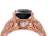 Rose gold Fancy Black Princess Cut Cut Milgrain Pave Diamond Engagement Ring with Four-Prong Setting_19