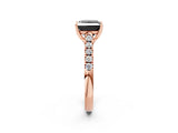 Rose gold Fancy Black Princess Cut Cut Pavé Band Solitaire Ring with Four-Prong Setting_2