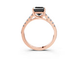 Rose gold Fancy Black Princess Cut Cut Pavé Band Solitaire Ring with Four-Prong Setting_3