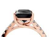 Rose gold Fancy Black Princess Cut Cut Pavé Band Solitaire Ring with Four-Prong Setting_4