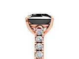 Rose gold Fancy Black Princess Cut Cut Pavé Band Solitaire Ring with Four-Prong Setting_5