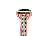 Rose gold Fancy Black Princess Cut Cut Pave Band Milgrain Solitaire Ring_5