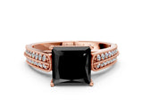 Rose gold Fancy Black Princess Cut Cut Pave Split Shank Engagement Ring with Four-Prong Setting_12