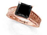 Rose gold Fancy Black Princess Cut Cut Solitaire Engraved Band with Four-Prong Setting_1