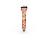 Rose gold Fancy Black Princess Cut Cut Solitaire Engraved Band with Four-Prong Setting_2