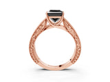 Rose gold Fancy Black Princess Cut Cut Solitaire Engraved Band with Four-Prong Setting_3