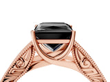 Rose gold Fancy Black Princess Cut Cut Solitaire Engraved Band with Four-Prong Setting_4