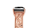 Rose gold Fancy Black Princess Cut Cut Solitaire Engraved Band with Four-Prong Setting_5