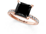 Rose gold Fancy Black Princess Cut Diamond Brilliant Solitaire Ring with Pavé Band and Four-Prong Setting_1