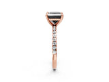Rose gold Fancy Black Princess Cut Diamond Brilliant Solitaire Ring with Pavé Band and Four-Prong Setting_14