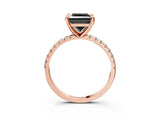 Rose gold Fancy Black Princess Cut Diamond Brilliant Solitaire Ring with Pavé Band and Four-Prong Setting_15