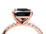 Rose gold Fancy Black Princess Cut Diamond Brilliant Solitaire Ring with Pavé Band and Four-Prong Setting_16