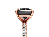 Rose gold Fancy Black Princess Cut Diamond Brilliant Solitaire Ring with Pavé Band and Four-Prong Setting_17
