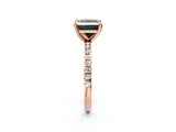 Rose gold Fancy Black Princess Cut Diamond Brilliant Solitaire Ring with Pavé Band and Four-Prong Setting_2