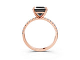 Rose gold Fancy Black Princess Cut Diamond Brilliant Solitaire Ring with Pavé Band and Four-Prong Setting_3