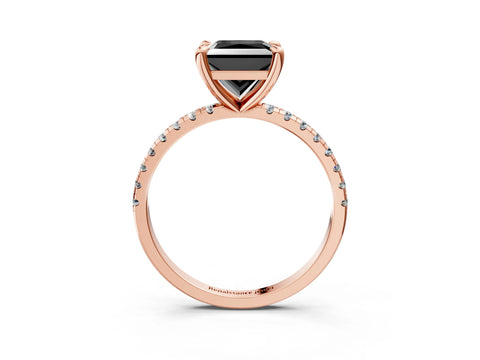Rose gold Fancy Black Princess Cut Diamond Brilliant Solitaire Ring with Pavé Band and Four-Prong Setting_3