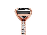 Rose gold Fancy Black Princess Cut Diamond Brilliant Solitaire Ring with Pavé Band and Four-Prong Setting_5