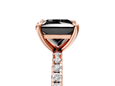 Rose gold Fancy Black Princess Cut Diamond Brilliant Solitaire Ring with Pavé Band and Four-Prong Setting_5
