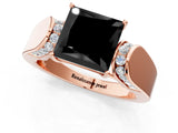 Rose gold Fancy Black Princess Cut Diamond Channel Set Solitaire Ring with Four-Prong Setting_15