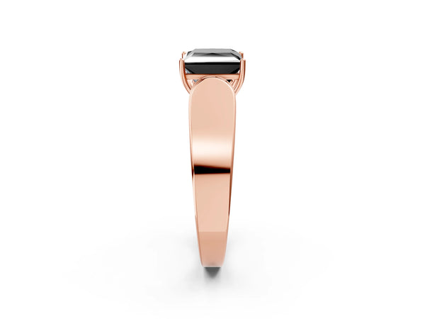 Rose Gold Princess Cut Channel Set Engagement Ring Setting for Black Center with Wide Band