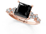 Rose gold Fancy Black Princess Cut Diamond Cluster Pavé Band with Four-Prong Setting_13