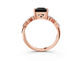 Rose gold Fancy Black Princess Cut Diamond Cluster Pavé Band with Four-Prong Setting_15