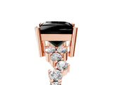 Rose gold Fancy Black Princess Cut Diamond Cluster Pavé Band with Four-Prong Setting_17