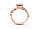 Rose gold Fancy Black Princess Cut Diamond Cluster Pavé Band with Four-Prong Setting_6