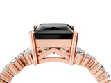 Rose gold Fancy Black Princess Cut Diamond Cluster Pavé Band with Four-Prong Setting_7