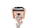 Rose gold Fancy Black Princess Cut Diamond Cluster Pavé Band with Four-Prong Setting_8