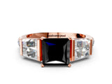 Rose gold Fancy Black Princess Cut Diamond Engagement Ring with Baguette Side Stones and Channel Set Band_12