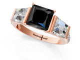 Rose gold Fancy Black Princess Cut Diamond Engagement Ring with Baguette Side Stones and Channel Set Band_13