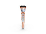 Rose gold Fancy Black Princess Cut Diamond Engagement Ring with Baguette Side Stones and Channel Set Band_14