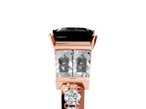 Rose gold Fancy Black Princess Cut Diamond Engagement Ring with Baguette Side Stones and Channel Set Band_17