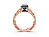 Rose gold Fancy Black Princess Cut Diamond Engagement Ring with Milgrain Channel Set Band and Prong Setting_3