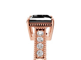 Rose gold Fancy Black Princess Cut Diamond Engagement Ring with Milgrain Channel Set Band and Prong Setting_5